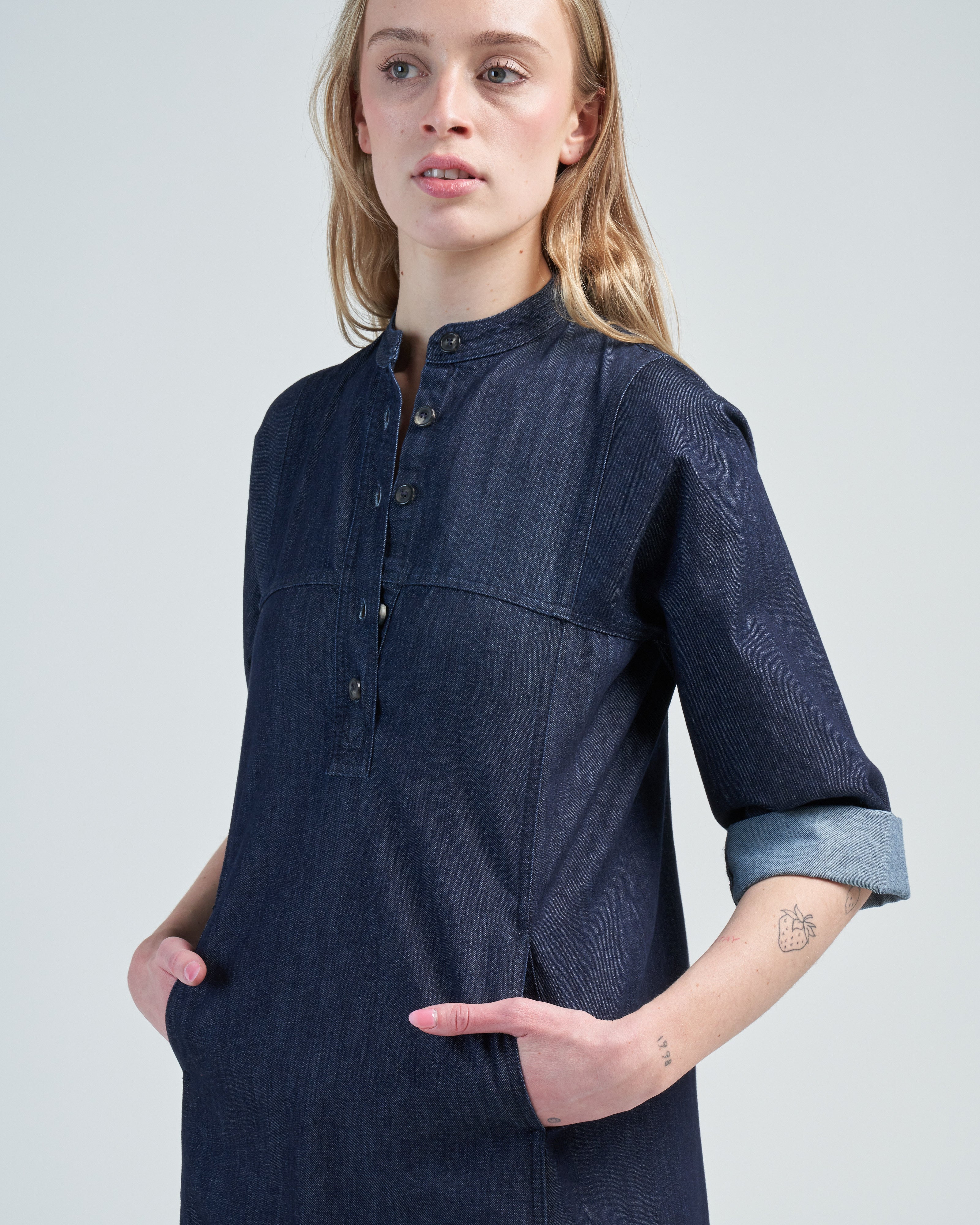 dries van noten denim dress Denim maxi dress in blue - Dries Van Noten