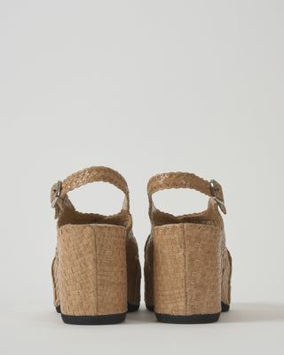 delhi leather weave platform sandal
