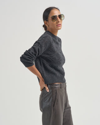 diamond cable crew sweater