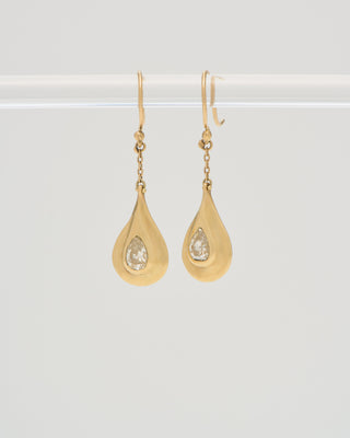 oak diamond solitaire on chain earrings