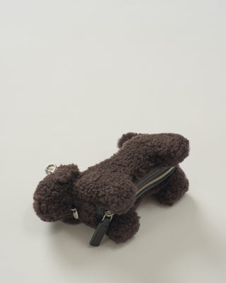 charm dog poo bag in shearling with calf