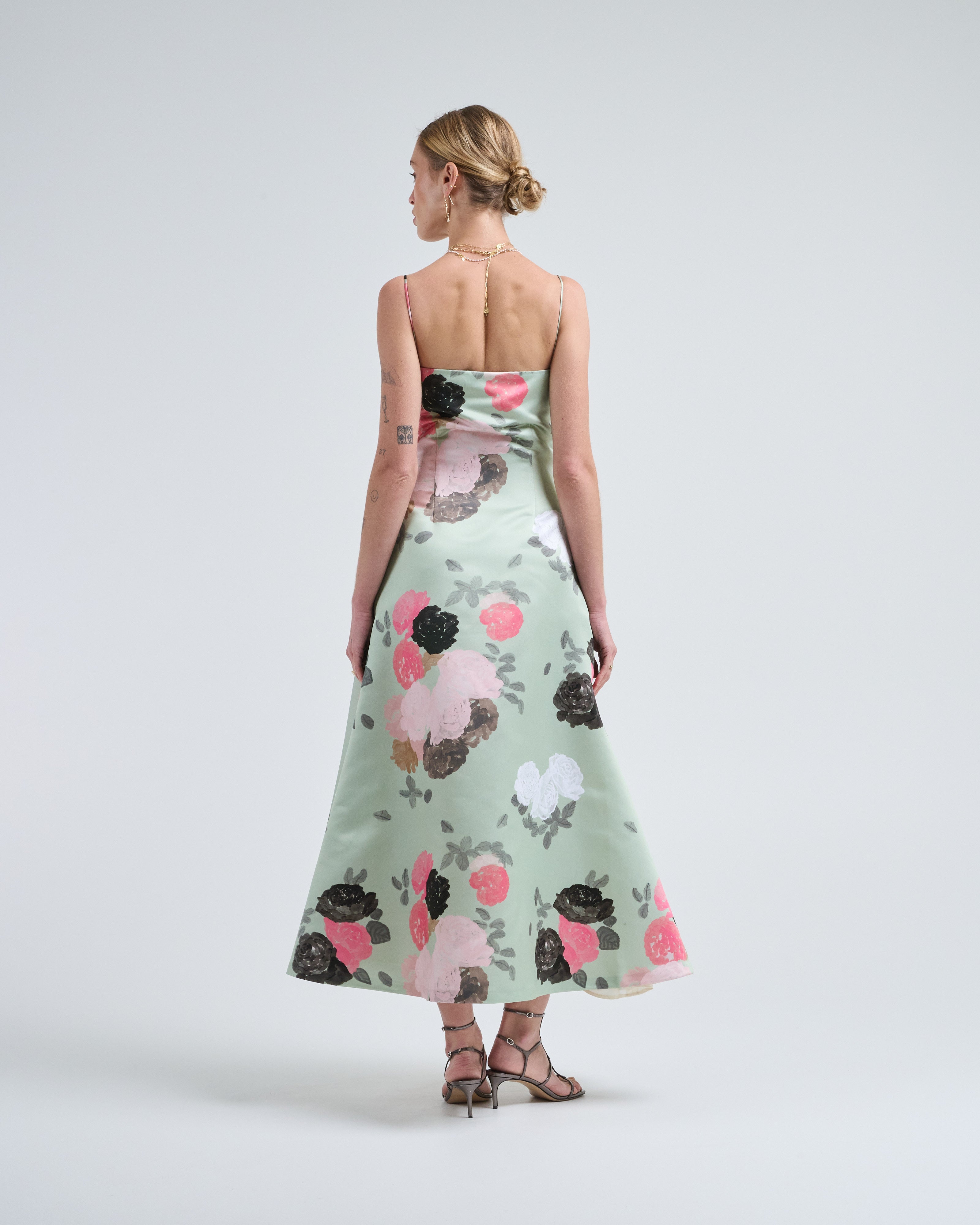 strapless open back dress Baltic Born Womens Spell Boho Midi Dress | Sage + Pink Floral main image 1