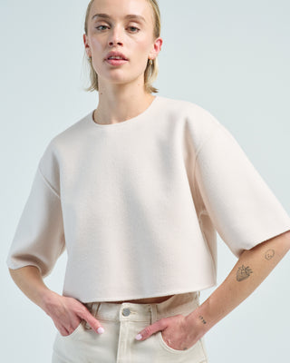 drop shoulder crewneck blouse