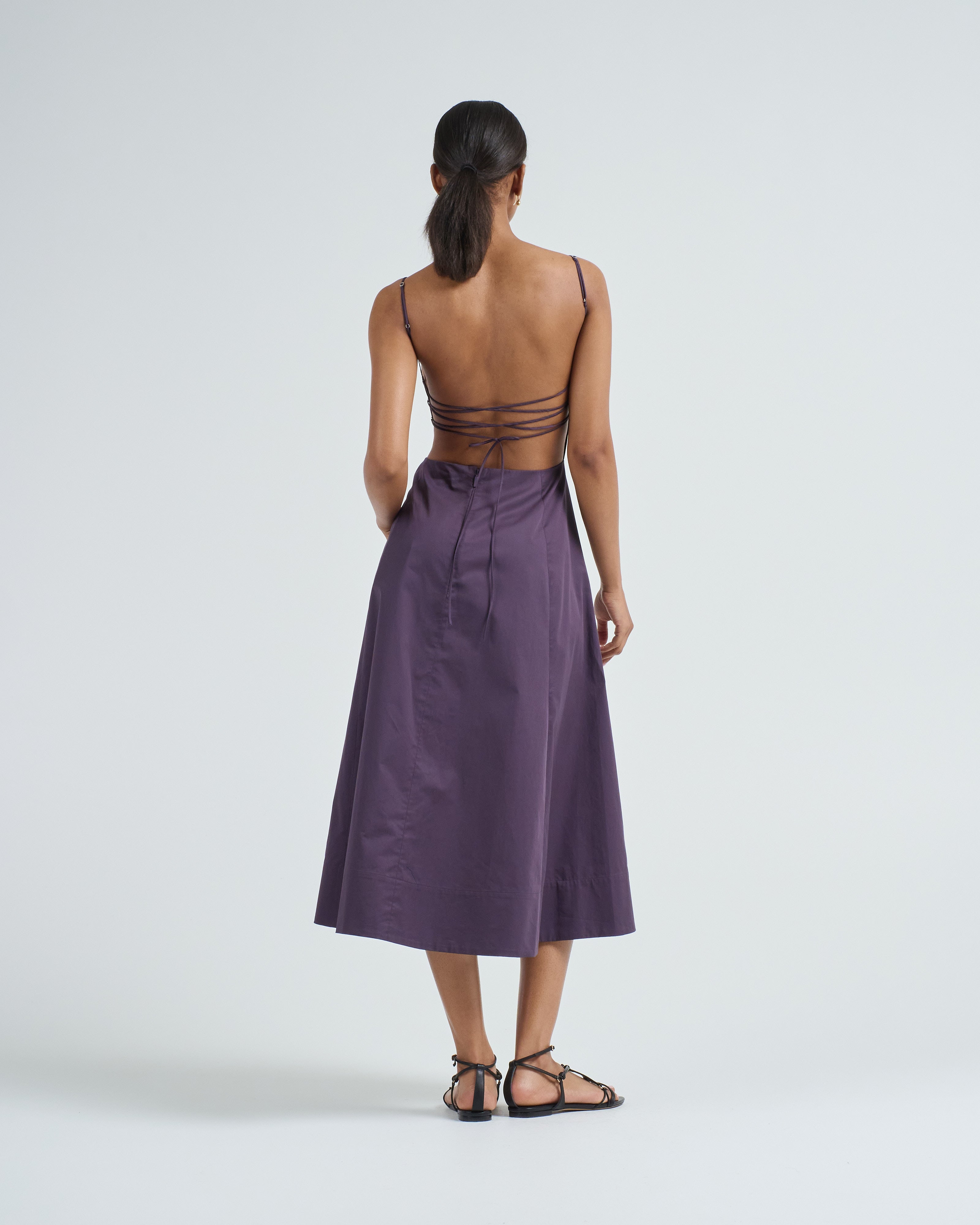 Tibi Eco Poplin Strappy Dress Eggplant Tibi Eco Poplin Strappy Dress Eggplant