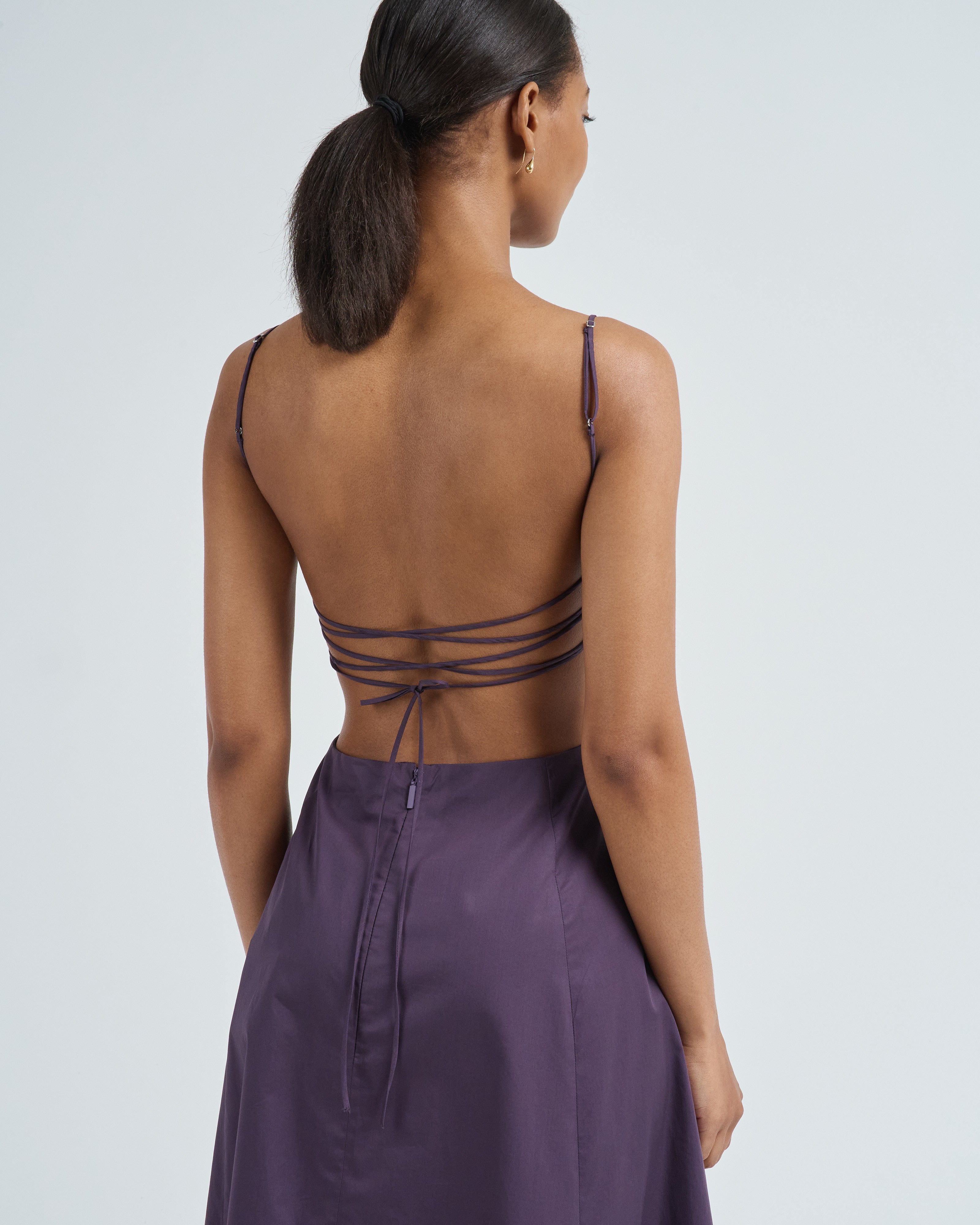 Tibi Eco Poplin Strappy Dress Eggplant Tibi Eco Poplin Strappy Dress Eggplant