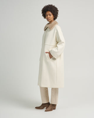 ecowool long coat with faux fur collar