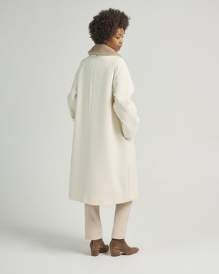 ecowool long coat with faux fur collar