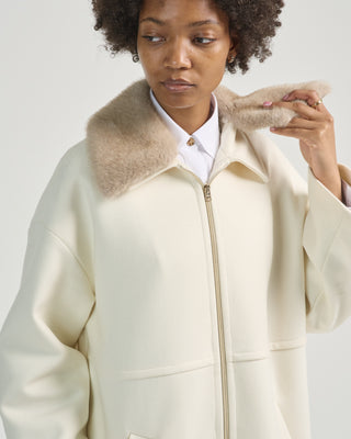 ecowool long coat with faux fur collar