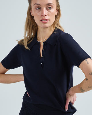 elbow length polo top
