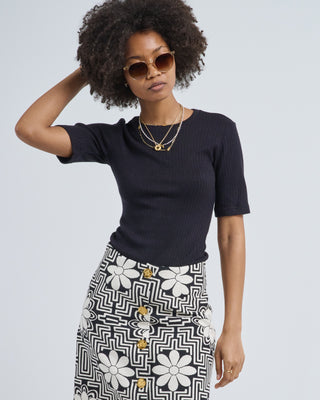 elbow sleeve knit crewneck