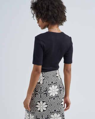 elbow sleeve knit crewneck