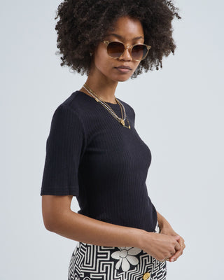 elbow sleeve knit crewneck