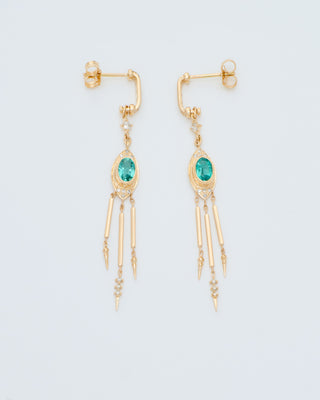 emerald and diamond long earrings
