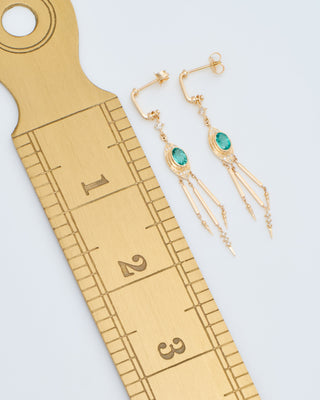 emerald and diamond long earrings
