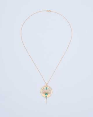 emerald and diamonds sunrise necklace