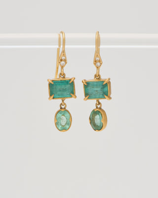 emerald double drop earrings
