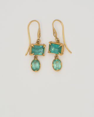 emerald double drop earrings