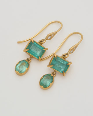 emerald double drop earrings