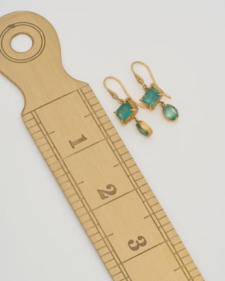 emerald double drop earrings