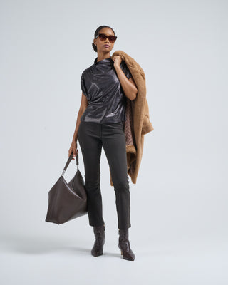 faux fur knee length coat