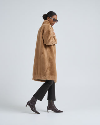 faux fur knee length coat