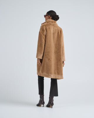 faux fur knee length coat
