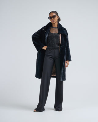 faux fur knee length coat