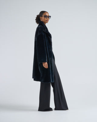 faux fur knee length coat