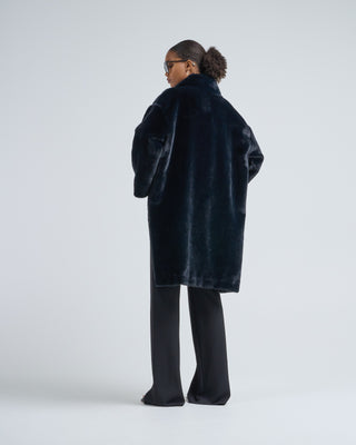 faux fur knee length coat