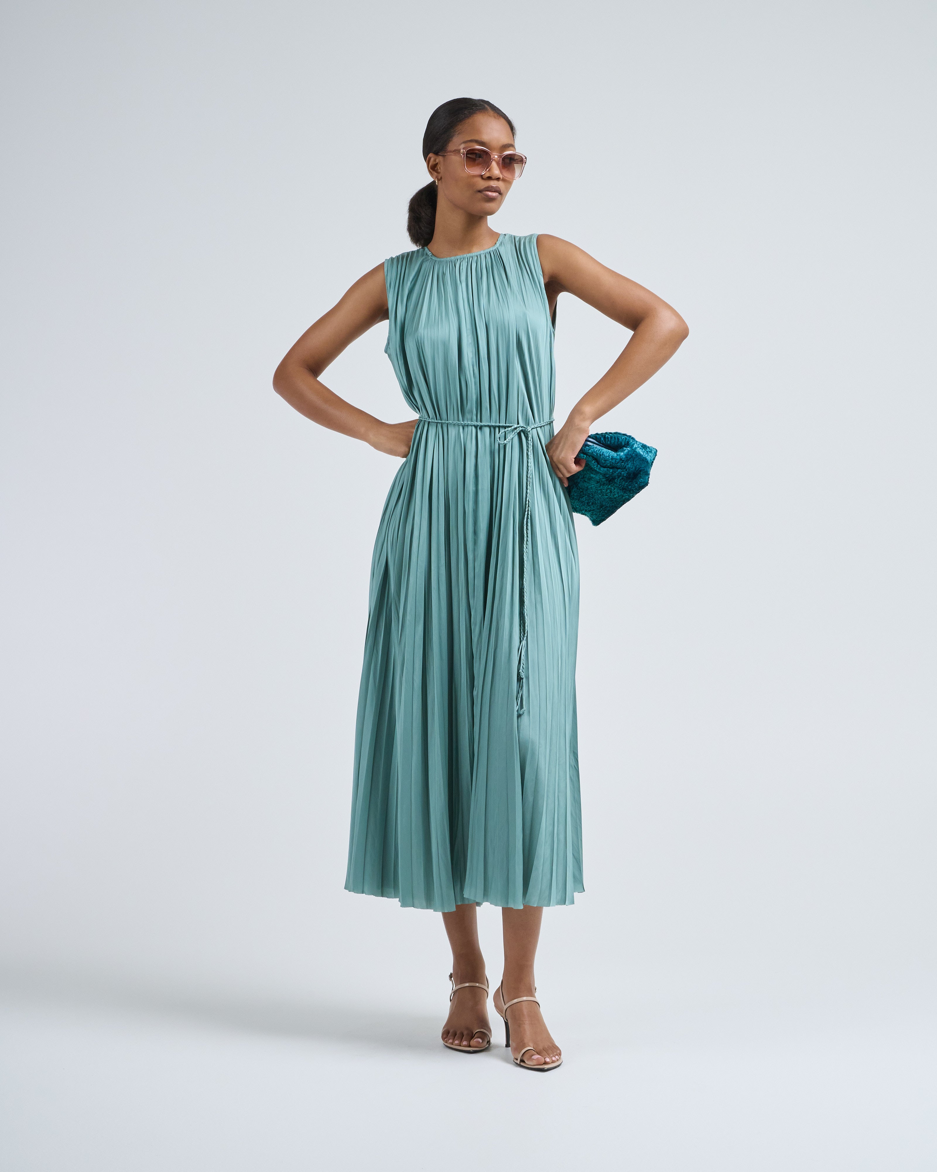 Ulla Johnson Fianna Pleated Midi Dress Sea Glass Ulla Johnson Fianna Pleated Midi Dress Sea Glass