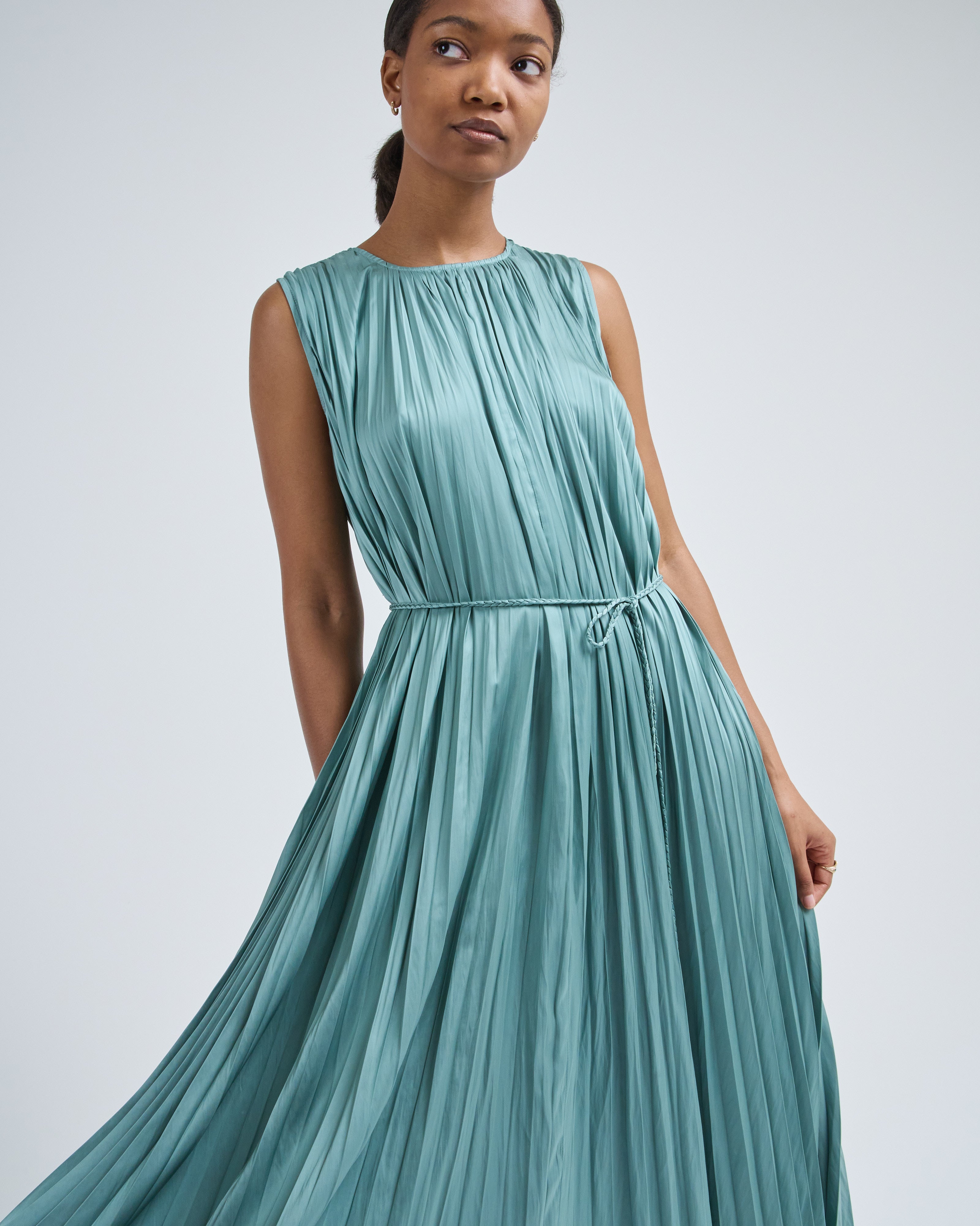 Ulla Johnson Fianna Pleated Midi Dress Sea Glass Ulla Johnson Fianna Pleated Midi Dress Sea Glass