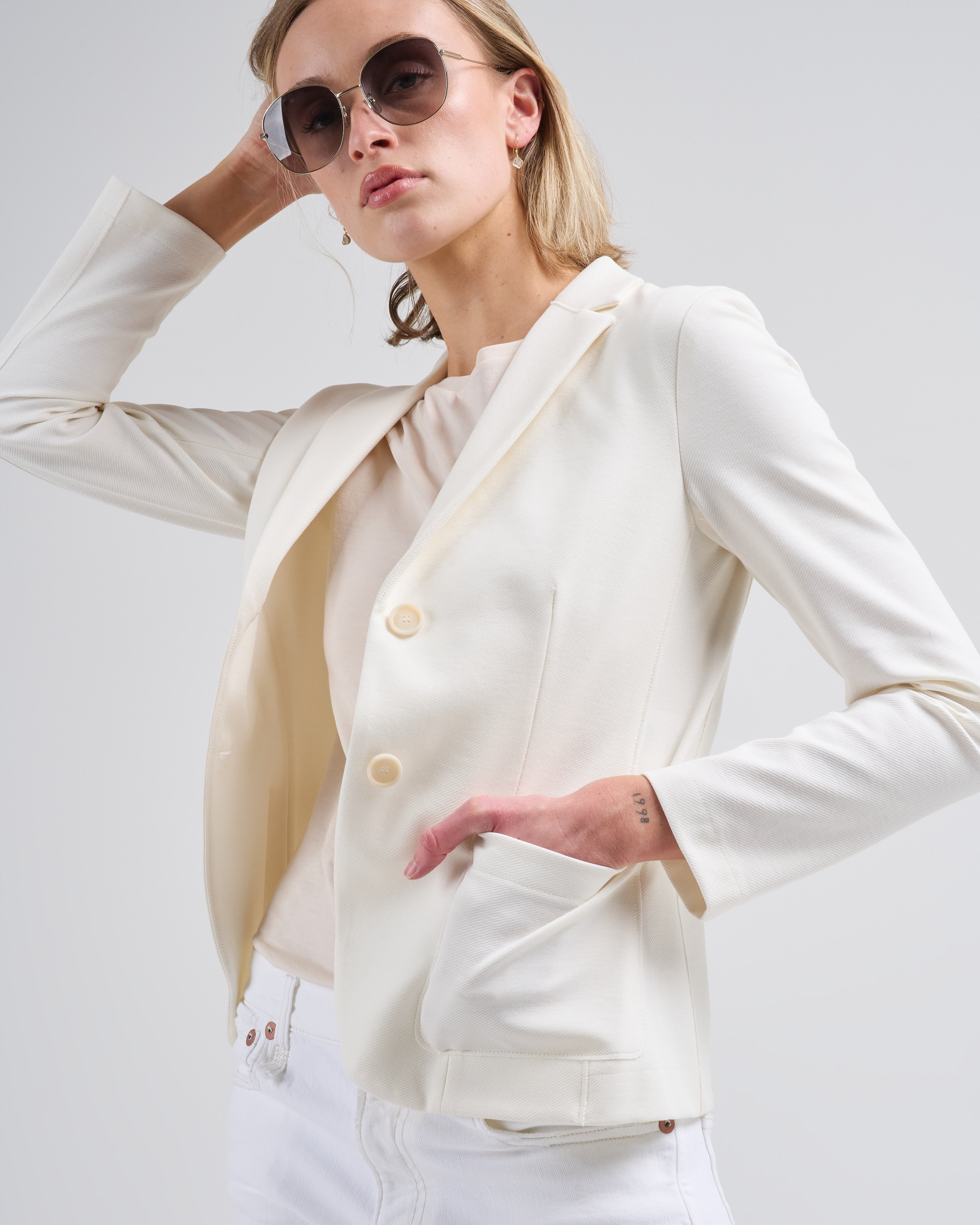 Harris Wharf London Fitted Blazer Diagonal With Loro Piana Fabric