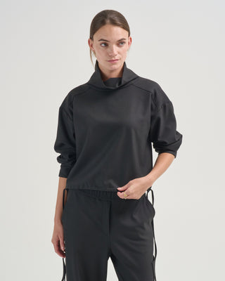 flannel gabardine high neck sweater
