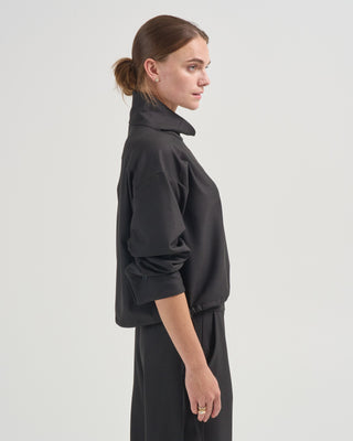 flannel gabardine high neck sweater