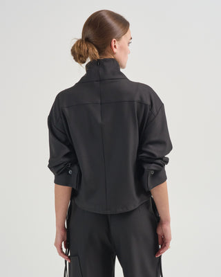 flannel gabardine high neck sweater