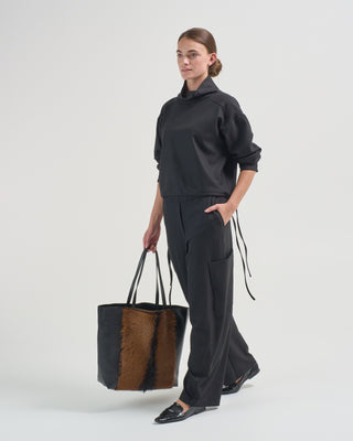 flannel gabardine high neck sweater