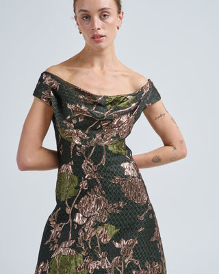 floral fil coupe draped dress floral fil coupe draped dress