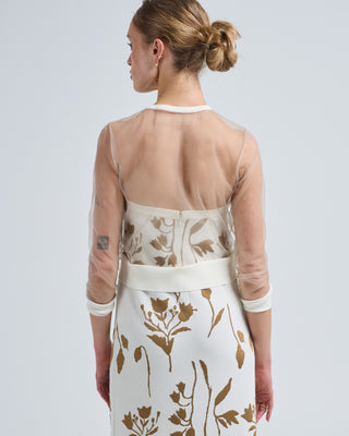 floral jacquard knit sheer beaded cardigan