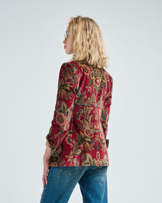 floral printed velvet blazer