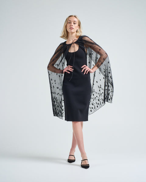 【TOTEME】Nappa short cape Drawstring cape black – TOTEME