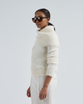 funnel alpaca blend knit sweater