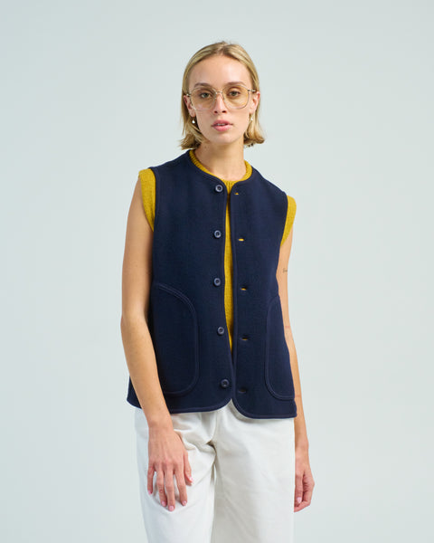 Laubeblanc Round cut gilet ベスト Round cut gilet – L'AUBE BLANC