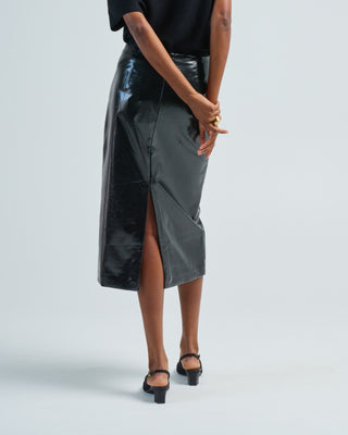 glossed jersey pencil skirt