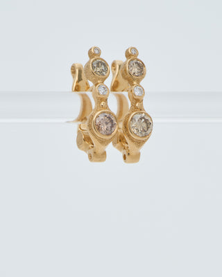 gold and brown diamond earrings
