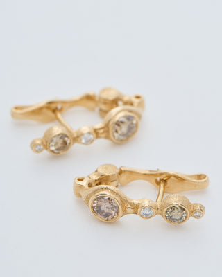 gold and brown diamond earrings