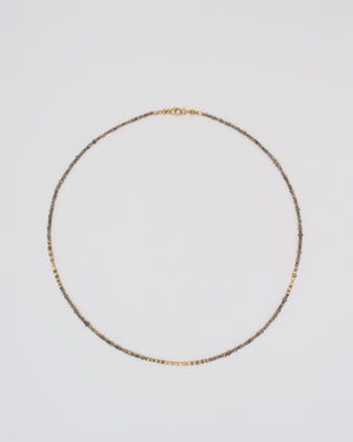 gold and brown diamond round beaded necklace