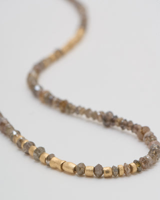 gold and brown diamond round beaded necklace