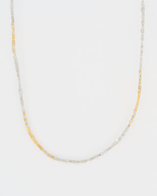 gold and gray diamond square roundels necklace