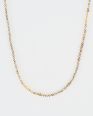 gold and grey diamond round beaded necklace