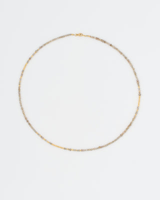 gold and grey diamond round beaded necklace